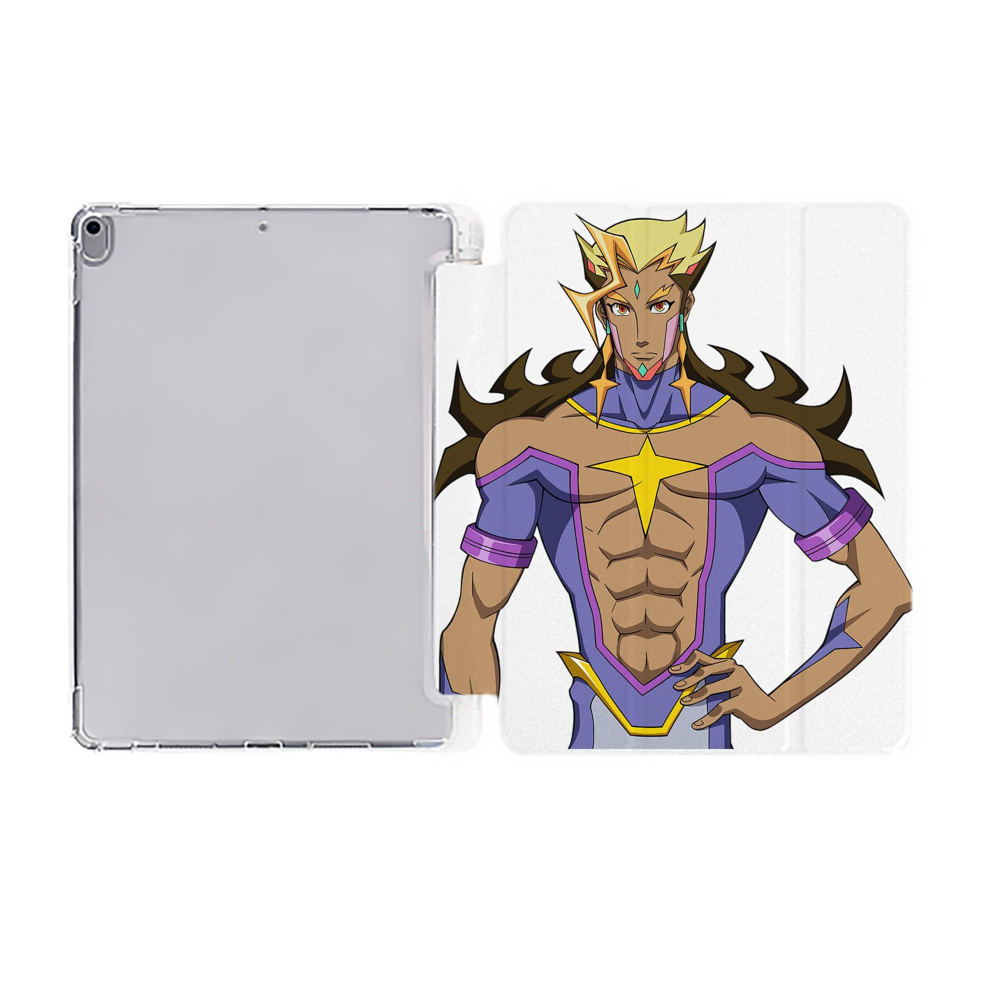 （画像用） 遊☆戯☆王 Yu-Gi-Oh! IPad ケース ペン収納付き 三つ折りスタンド PUレザー×シリコン 対応機種9.5/10.5/10.9インチ